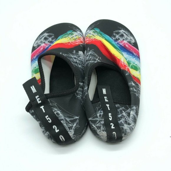 Met 520 Womens Water Shoes Slip On Fabric Rainbow Ship Black 40/41 US 8/9 - Picture 3 of 5